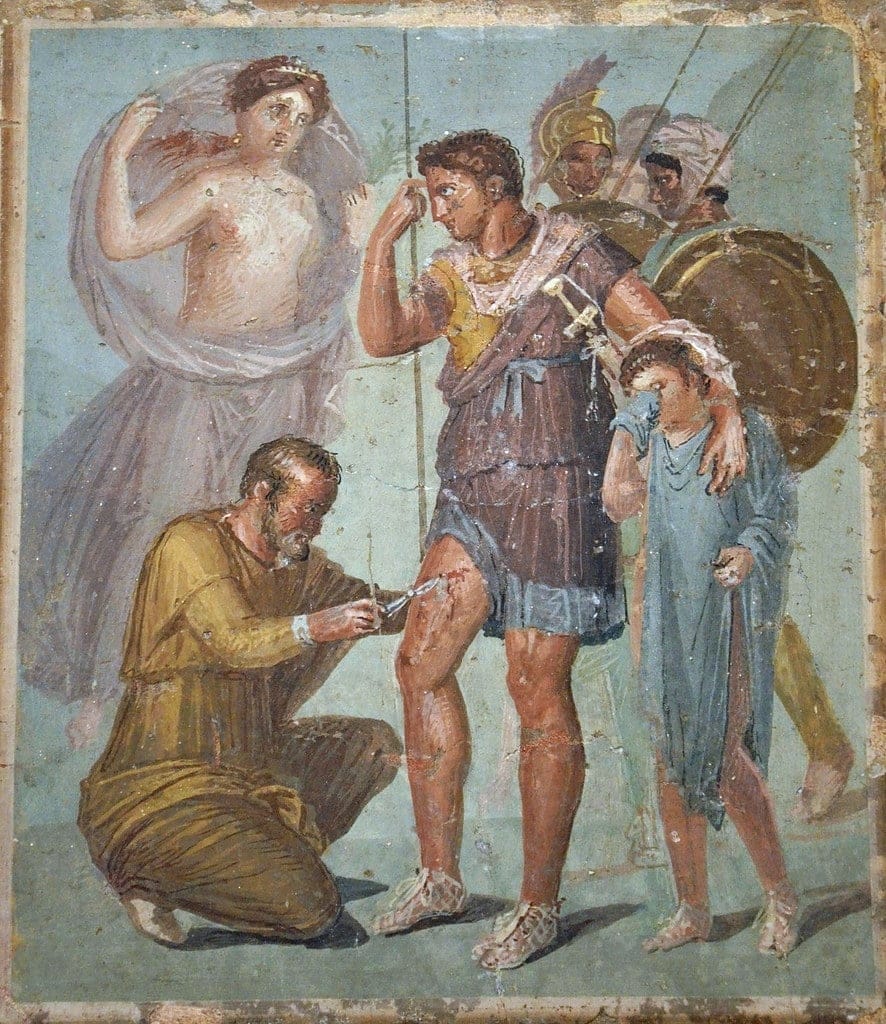 Aeneas fresco having his wounds dressed in the presence of Venus
