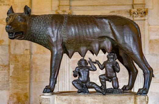 Romulus and Remus with the she-wolf statue